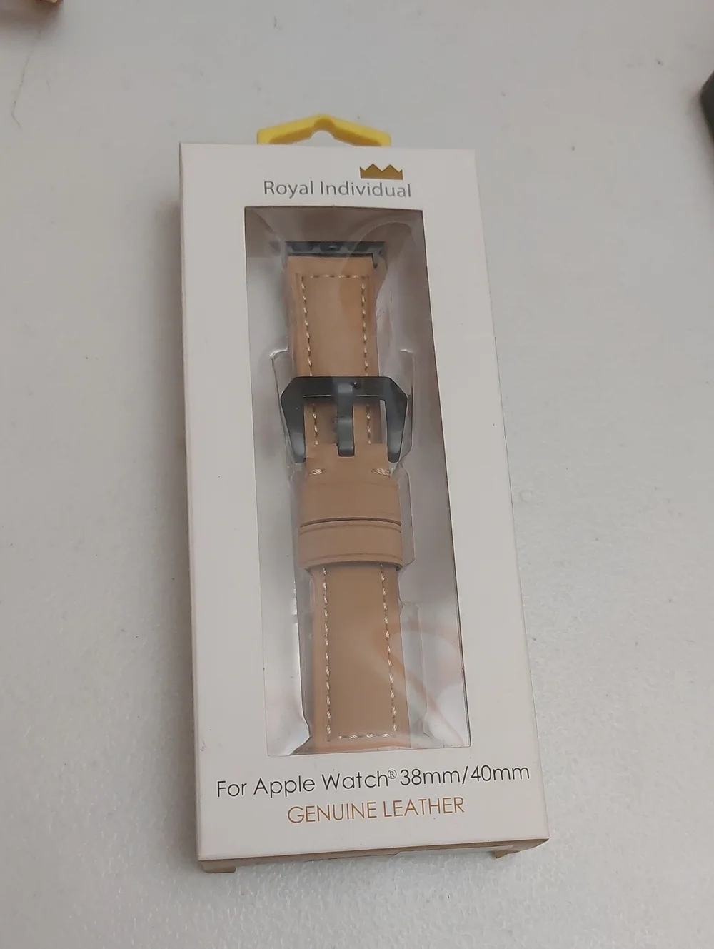 Royal Individual Genuine Leather Strap for a 38mm or 40mm Apple Watch Tan Black